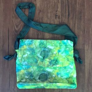 Pressed & colored plastic bag purse with tie strap